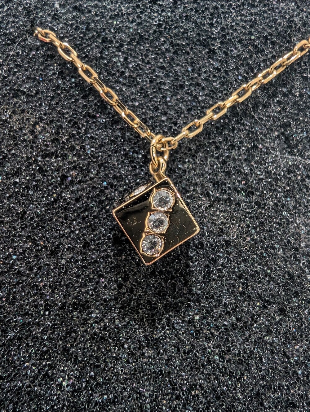 Swarovski Gold-Tone Crystal Dice Pendant Necklace - New Without Box